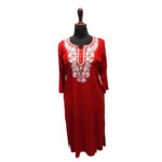 Red-White-Embroidery-Kurtha-Top