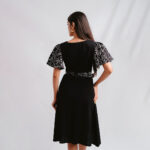 Fluttered-Sleeved-Chic-Black-Dress—Front